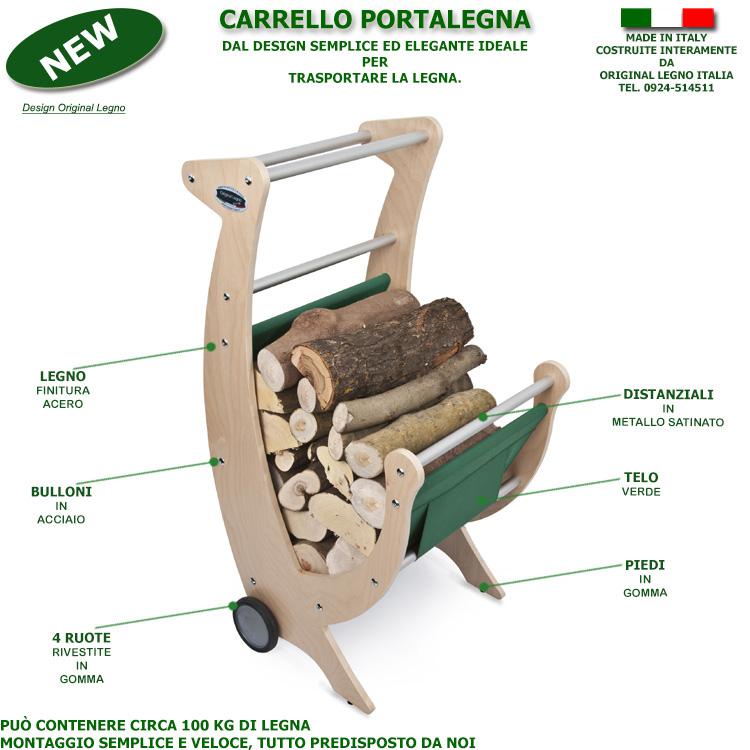 Carrello Portalegna in legno - Original Legno Italia