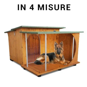 Cucce in legno italy con veranda per cani in 4 misure