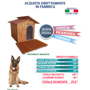 Offerta Cuccia in legno per cani Alpi Pastore