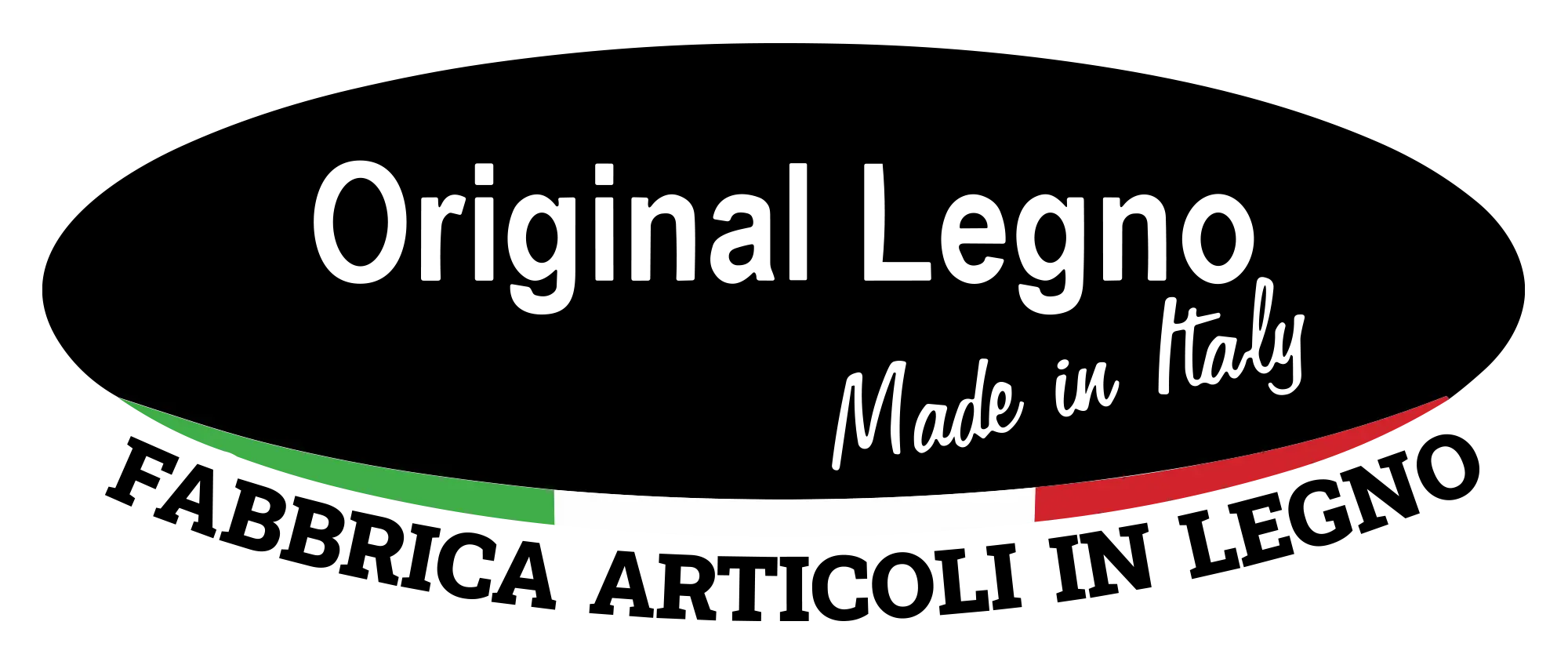 Logo Ufficiale di Original Legno con scritto "Original Legno, Made in Italy, Fabbrica Articoli in Legno".